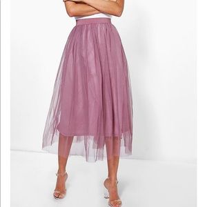 Tulle Mesh Midi Skirt
